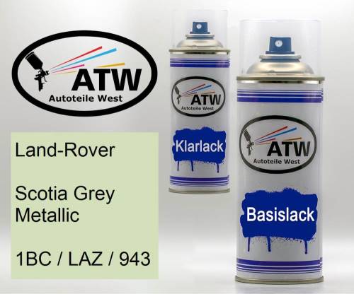 Land-Rover, Scotia Grey Metallic, 1BC / LAZ / 943: 400ml Sprühdose + 400ml Klarlack - Set, von ATW Autoteile West.